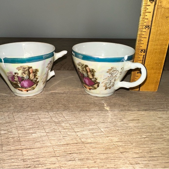 Jay’s Japan Vintage Coffee Cups Set with Blue Rim broken and repaired - Picture 5 of 6